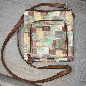 Vintage y2k Printed Fossil Leather‎ Crossbody